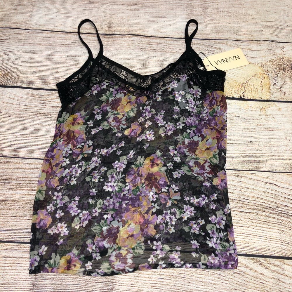LF | VVNVVN Lace Floral Sheer Tank Top